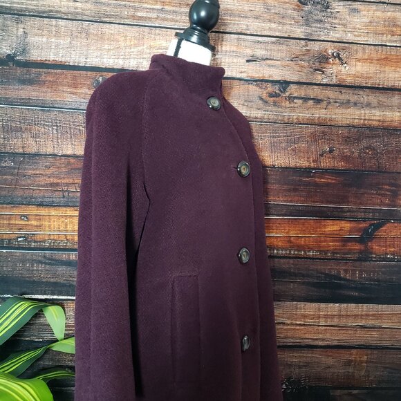Jones New York Womens 10 Soft Alpaca Wool Blend Long Coat Jacket Lined Wine - Picture 7 of 11